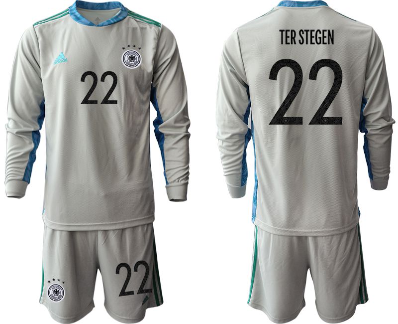 Men 2021 World Cup National Germany gray long sleeve goalkeeper #22 Soccer Jerseys->germany jersey->Soccer Country Jersey